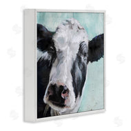 Main Line Art & Design | Gentle Farm Cow Painting on Blue