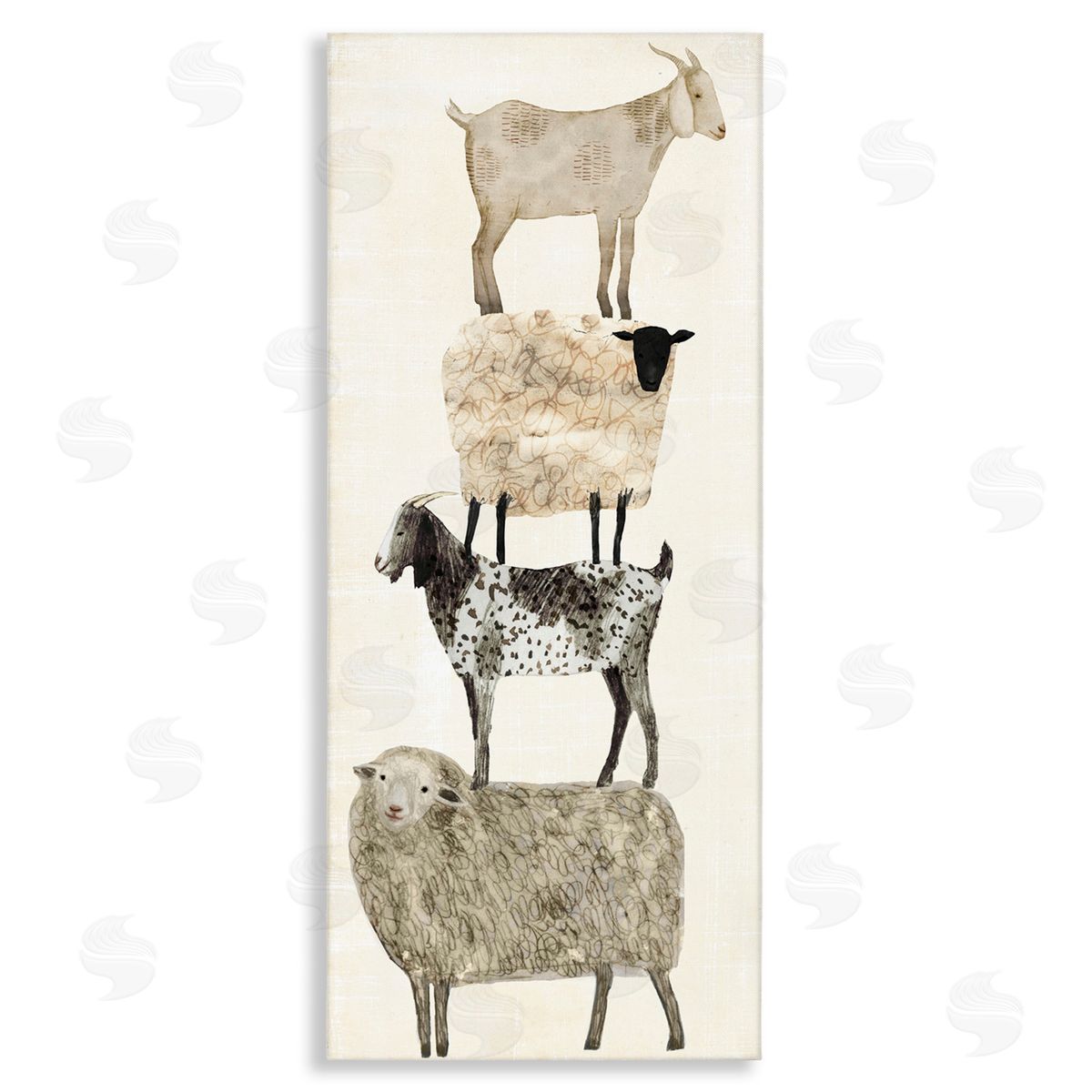 Fun Stacked Sheep & Goats Farm Animals Canvas Wall Art, Home Decor by Victoria Borges
