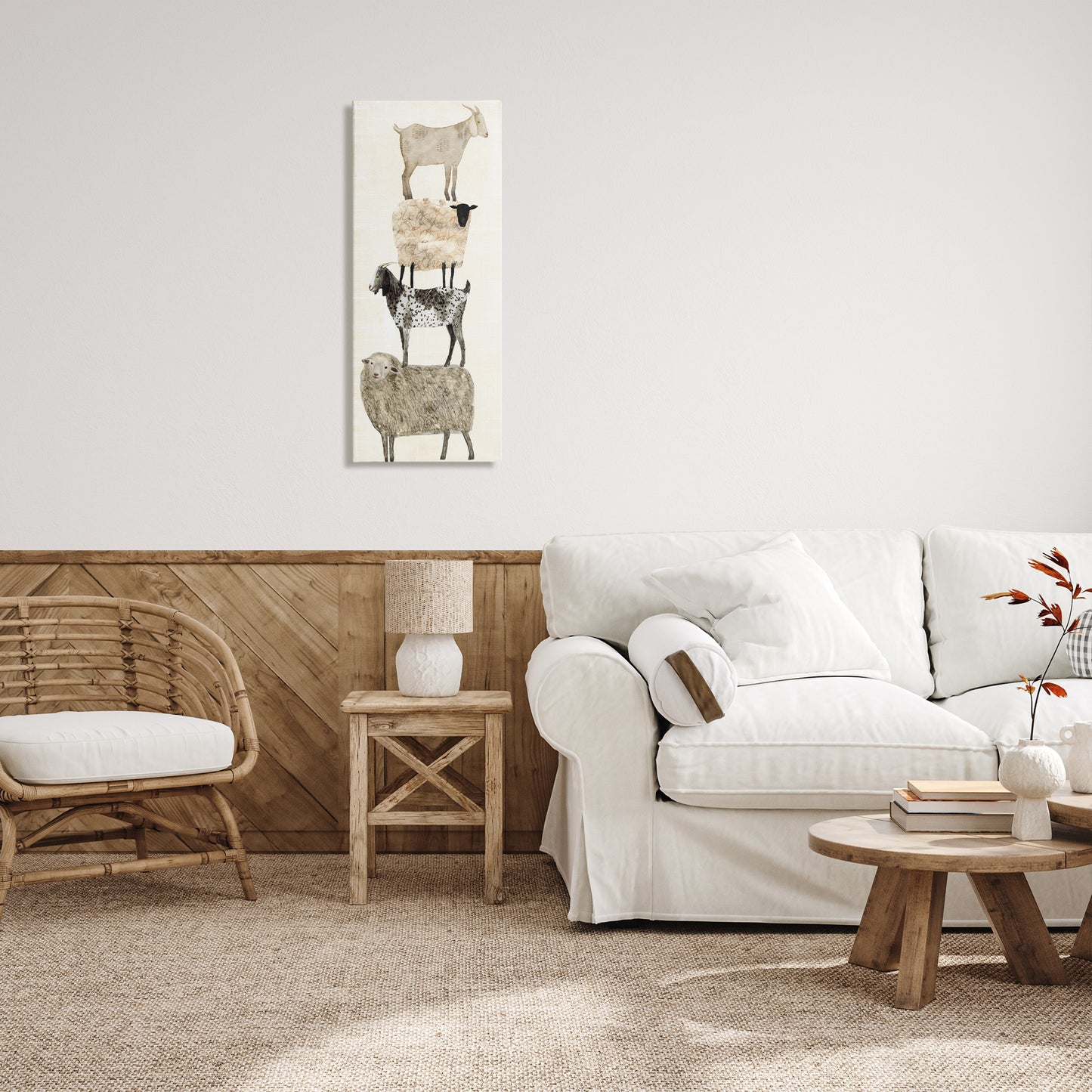 Fun Stacked Sheep & Goats Farm Animals Canvas Wall Art in Room, Home Decor by Victoria Borges