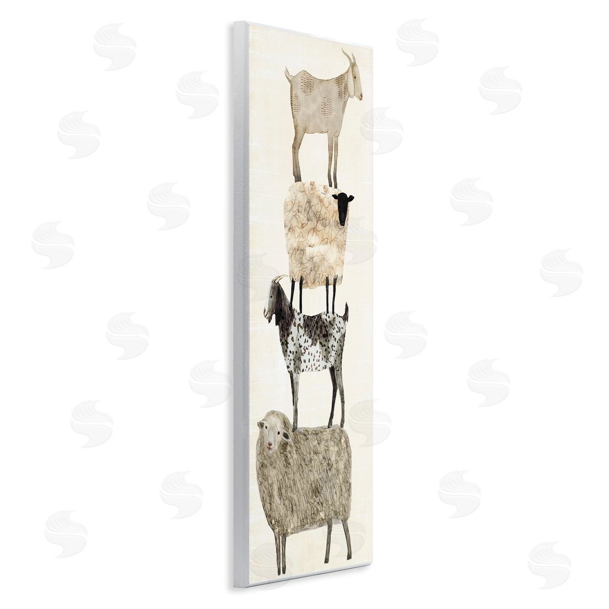 Fun Stacked Sheep & Goats Farm Animals Wood Plaque Wall Art, Home Decor by Victoria Borges