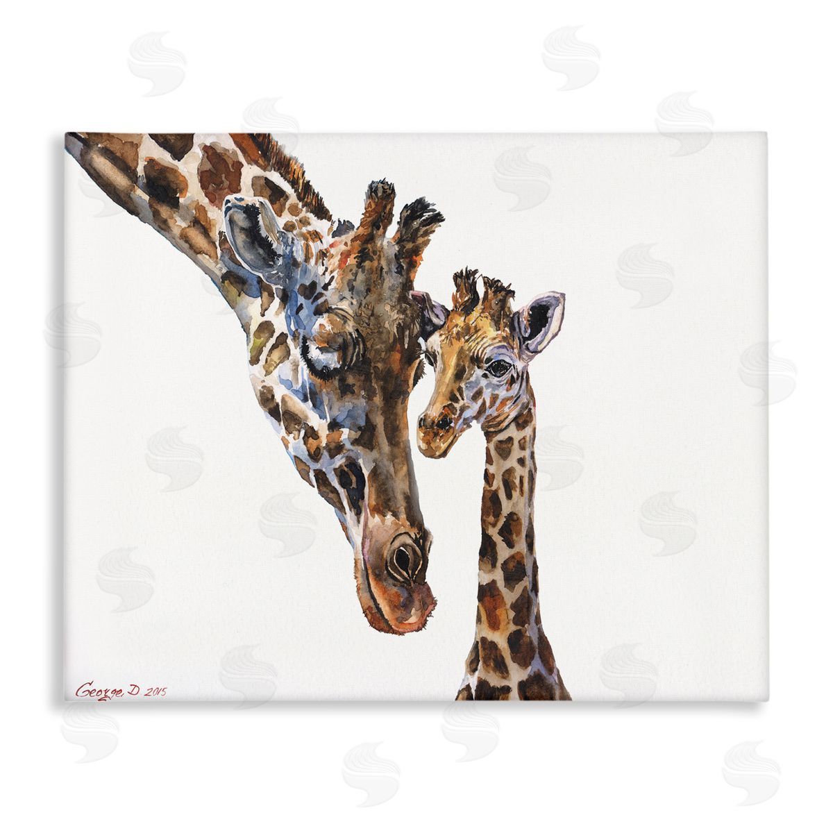 Baby Giraffe Animal Watercolor Canvas Wall Art, Home Decor by George Dyachenko