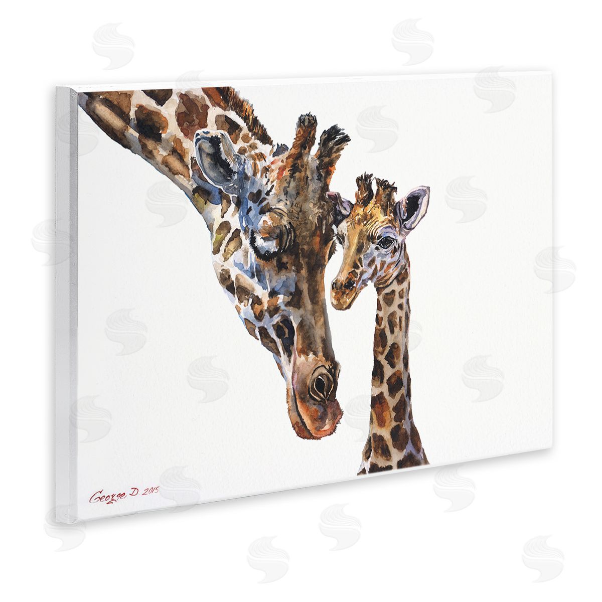 Baby Giraffe Animal Watercolor Wood Plaque Wall Art, Home Decor by George Dyachenko