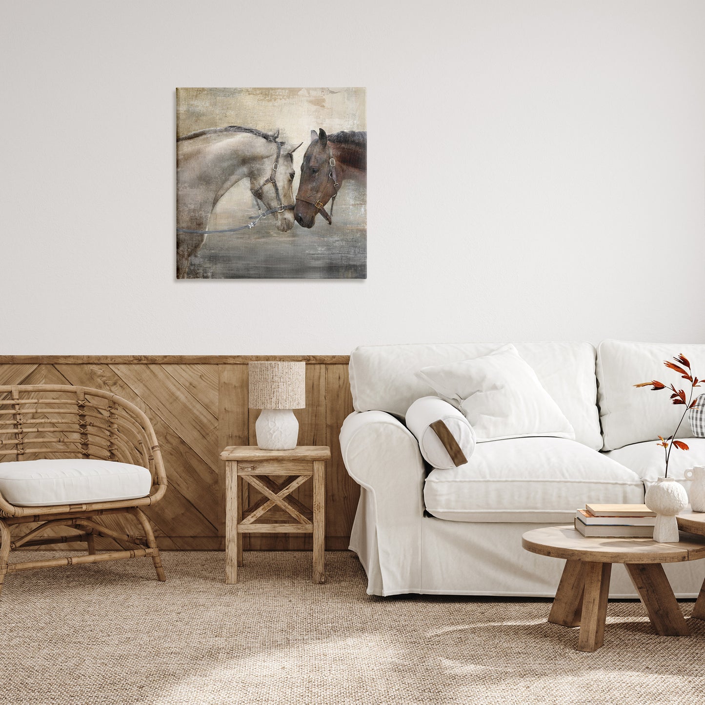 Loving Horse Couple Canvas Wall Art in Room, Home Decor by Main Line Studio