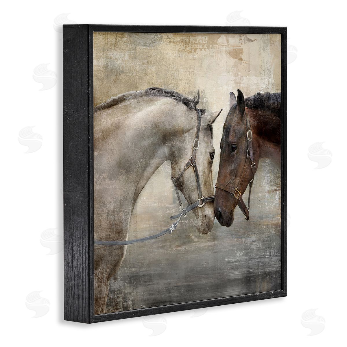 Loving Horse Couple Black Frame Print Wall Art, Home Decor by Main Line Studio