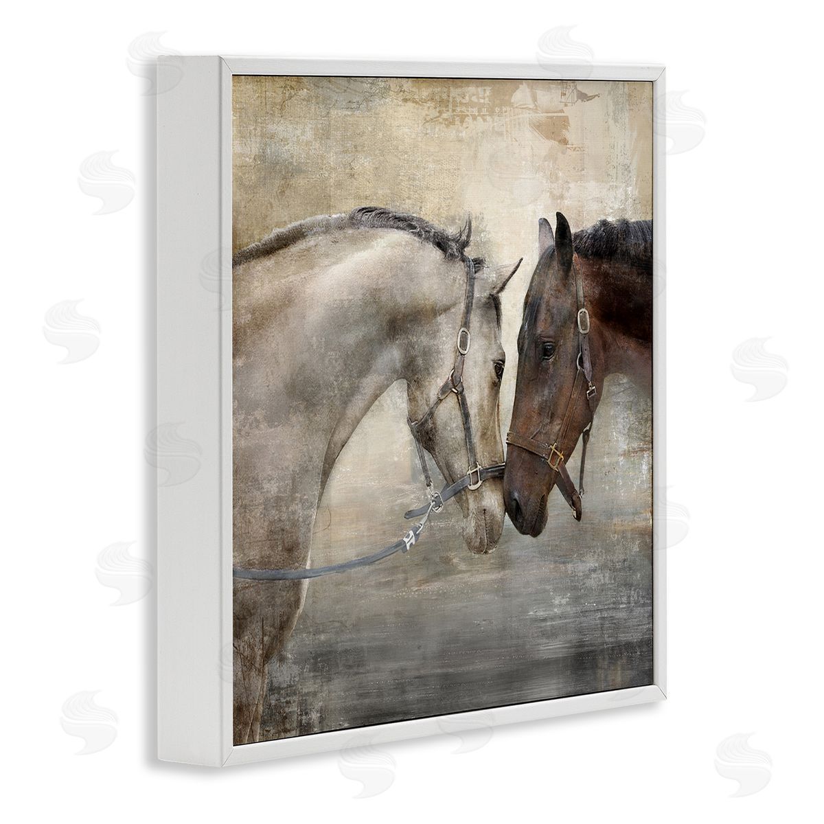 Loving Horse Couple White Frame Print Wall Art, Home Decor by Main Line Studio