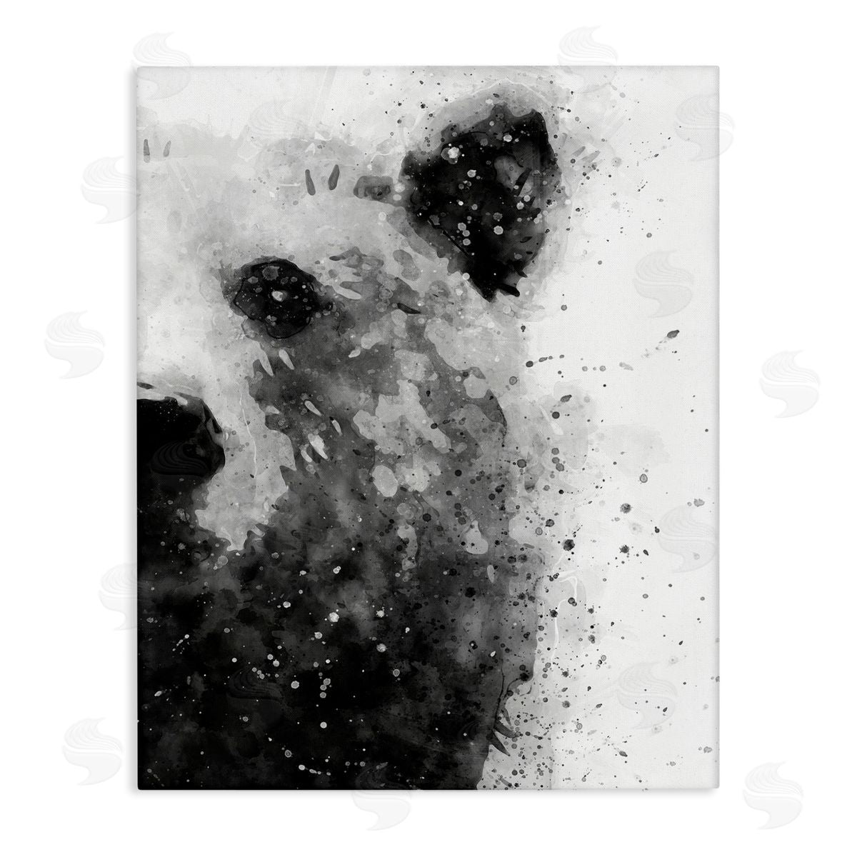 Bear Portrait Paint Splatter Canvas Wall Art, Home Decor by Brandon Wong