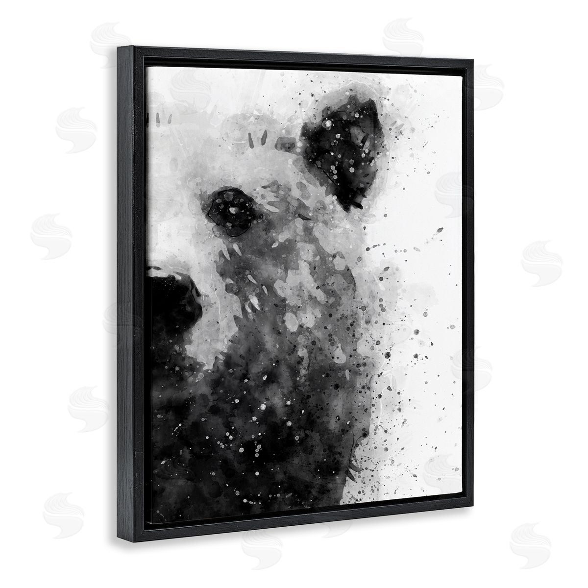 Bear Portrait Paint Splatter Black Floating Frame Canvas Wall Art, Home Decor by Brandon Wong