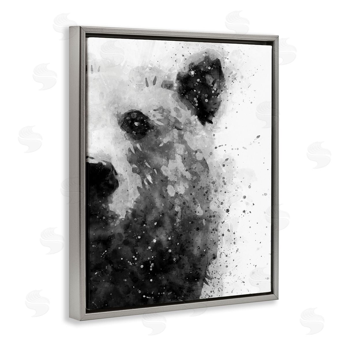 Bear Portrait Paint Splatter Grey Floating Frame Canvas Wall Art, Home Decor by Brandon Wong