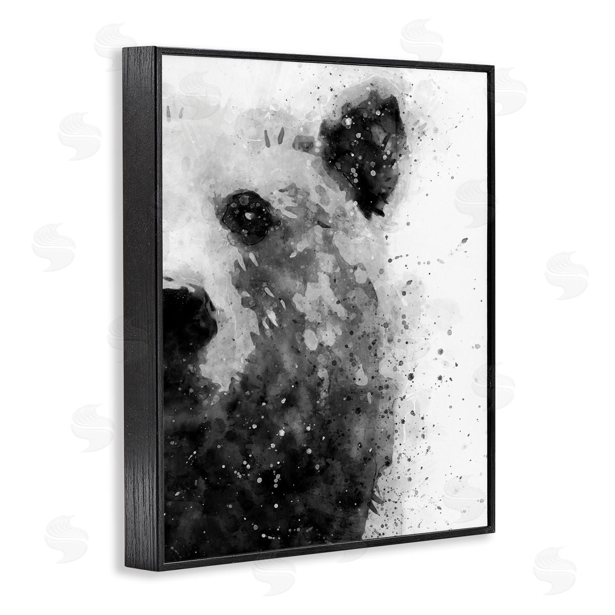 Bear Portrait Paint Splatter Black Frame Print Wall Art, Home Decor by Brandon Wong