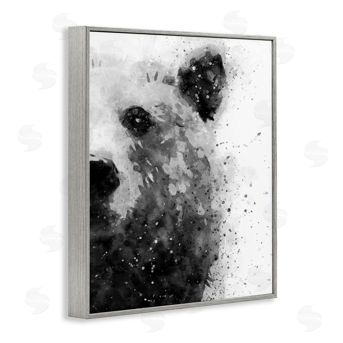 Bear Portrait Paint Splatter Grey Frame Print Wall Art, Home Decor by Brandon Wong