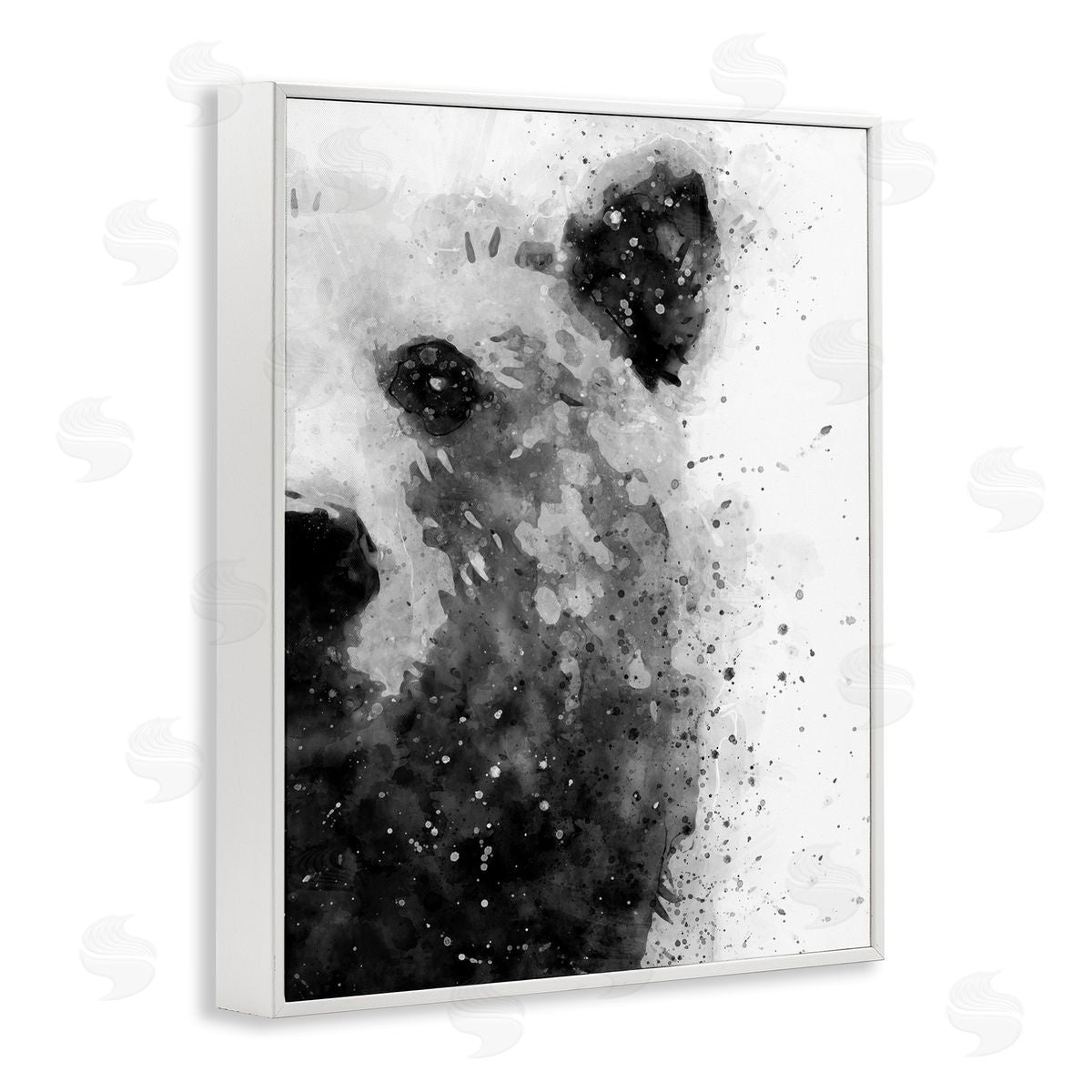 Bear Portrait Paint Splatter White Frame Print Wall Art, Home Decor by Brandon Wong