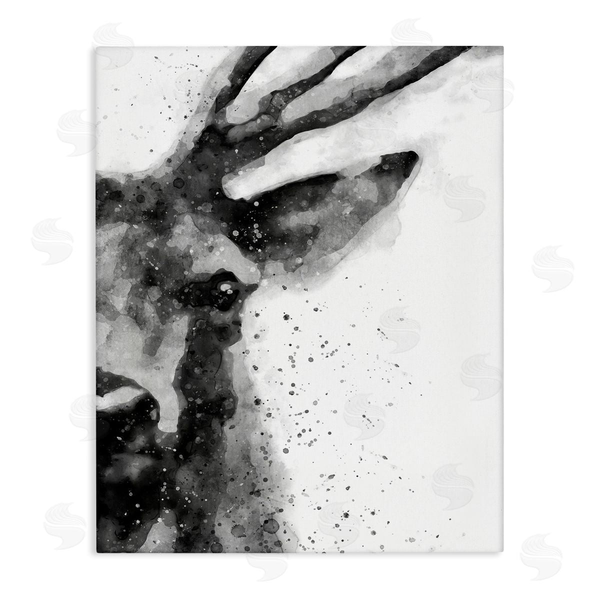 Elk Portrait Paint Splatter Canvas Wall Art, Home Decor by Brandon Wong