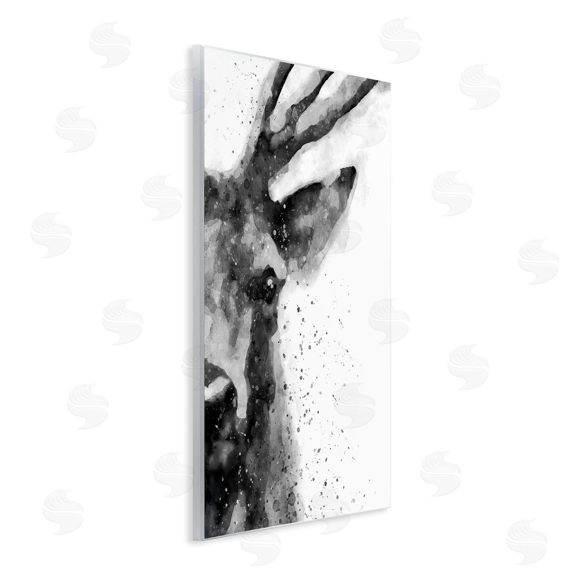 Elk Portrait Paint Splatter Wood Plaque Wall Art, Home Decor by Brandon Wong