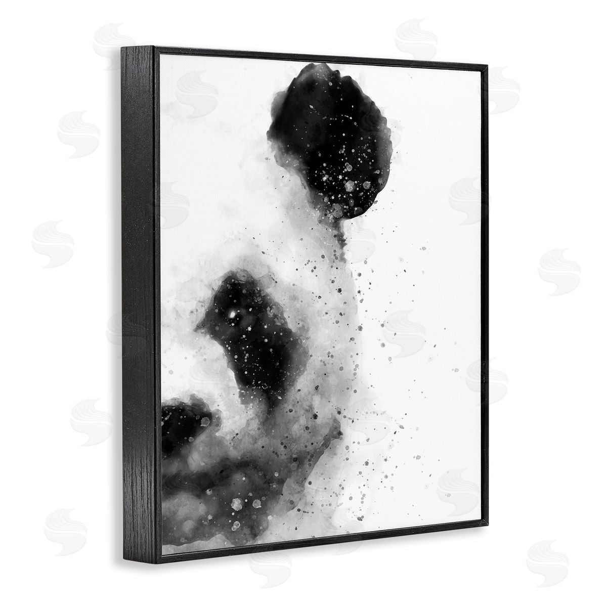Panda Portrait Paint Splatter Black Frame Print Wall Art, Home Decor by Brandon Wong