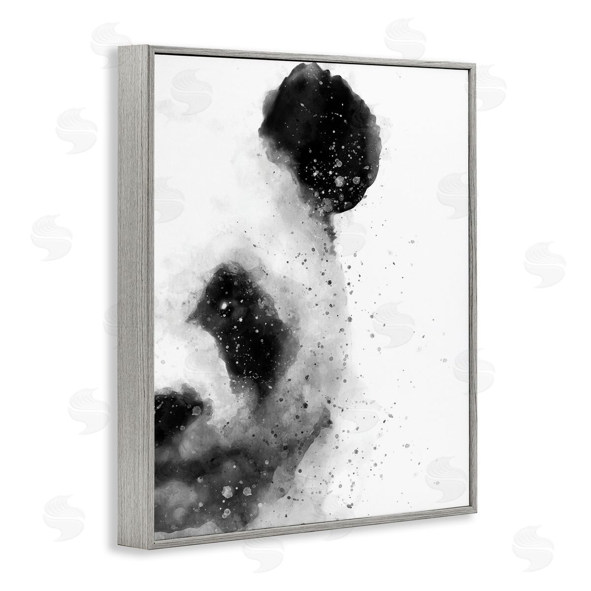 Panda Portrait Paint Splatter Grey Frame Print Wall Art, Home Decor by Brandon Wong