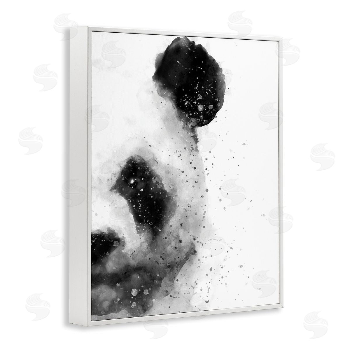 Panda Portrait Paint Splatter White Frame Print Wall Art, Home Decor by Brandon Wong