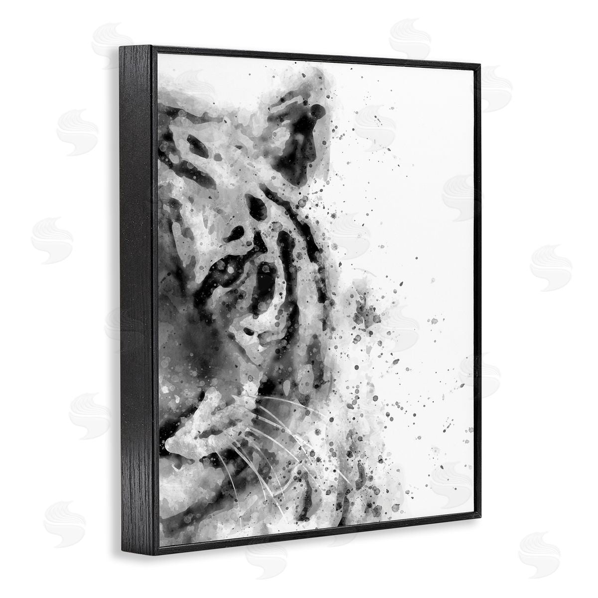 Tiger Portrait Paint Splatter Black Frame Print Wall Art, Home Decor by Brandon Wong