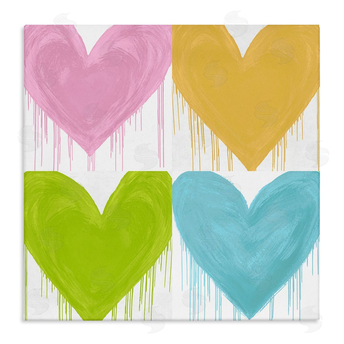 Colorful Paint Drip Hearts Canvas Wall Art, Home Decor by Lindsay Rodgers