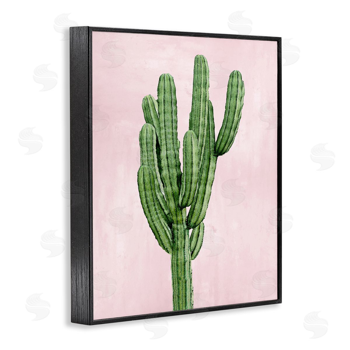 Desert Cactus over Pastel Pink Black Frame Print Wall Art, Home Decor by Mia Jensen