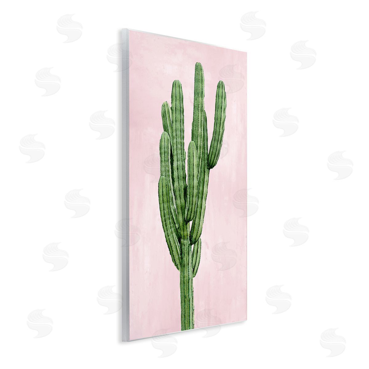 Desert Cactus over Pastel Pink Wood Plaque Wall Art, Home Decor by Mia Jensen