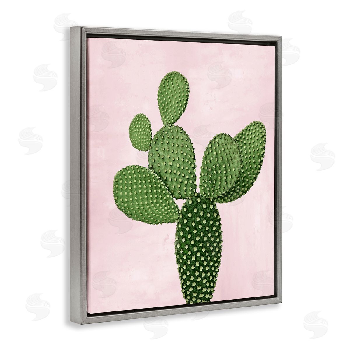 Prickly Pear over Pastel Pink Grey Floating Frame Canvas Wall Art, Home Decor by Mia Jensen