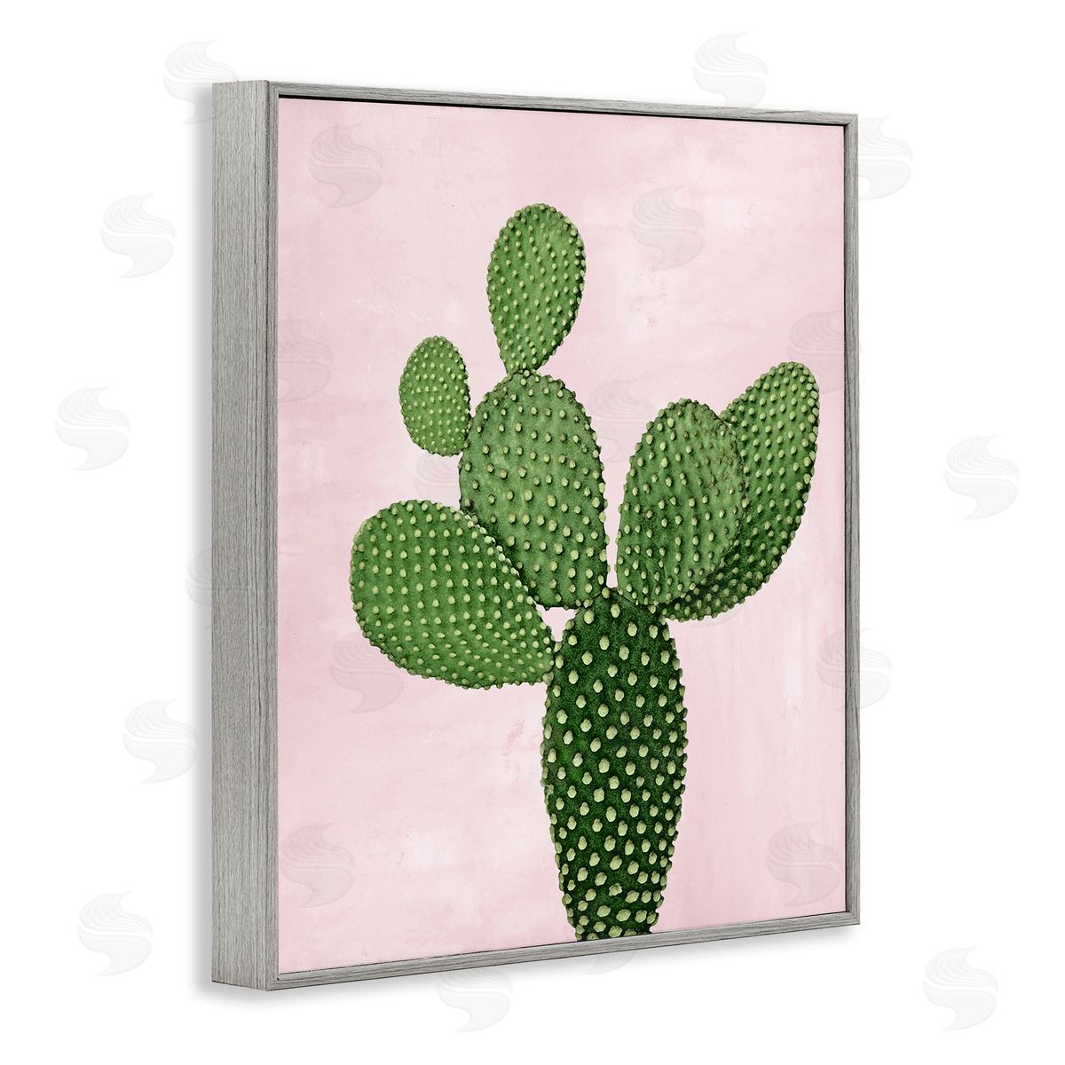 Prickly Pear over Pastel Pink Grey Frame Print Wall Art, Home Decor by Mia Jensen