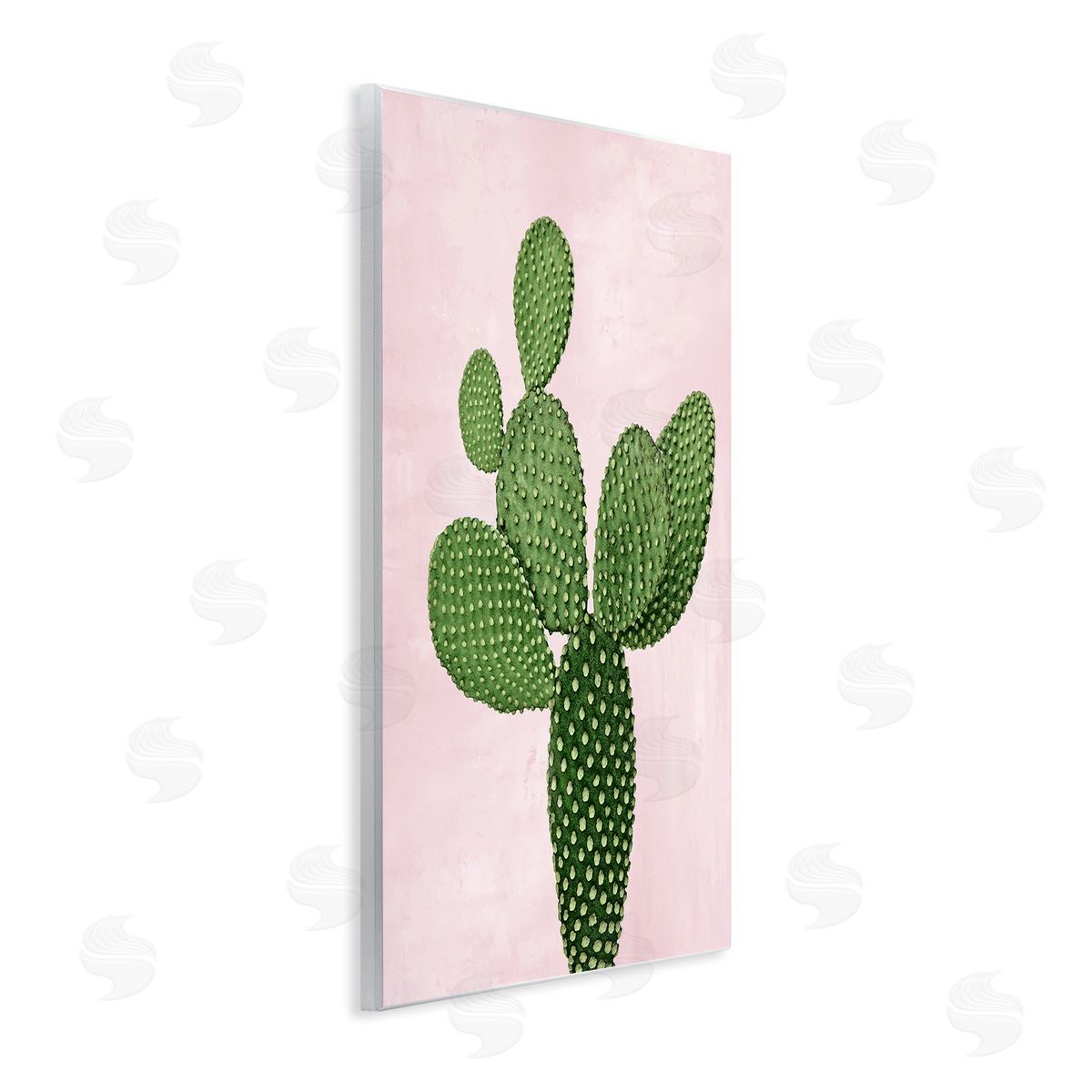 Prickly Pear over Pastel Pink Wood Plaque Wall Art, Home Decor by Mia Jensen