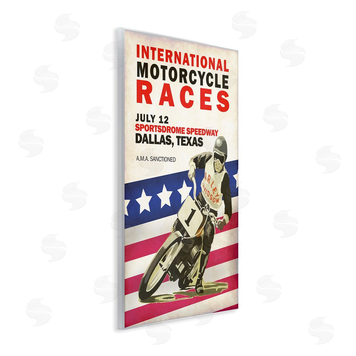 American Motorcycle Sports Race Wood Plaque Wall Art, Home Decor by Mark Rogan