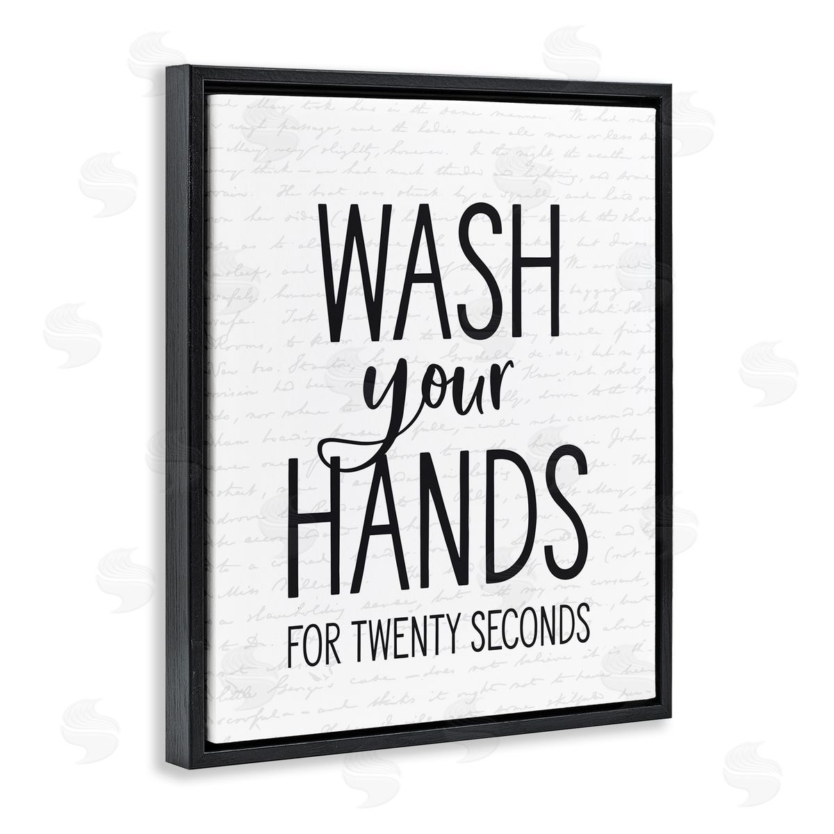 Wash Hands for Twenty Seconds Black Floating Frame Canvas Wall Art, Home Decor by Lettered and Lined