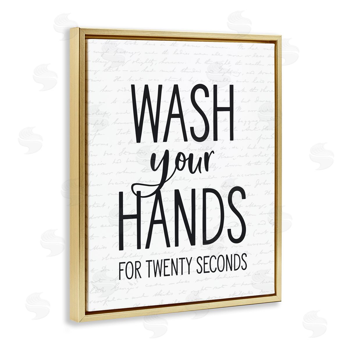Wash Hands for Twenty Seconds Gold Floating Frame Canvas Wall Art, Home Decor by Lettered and Lined