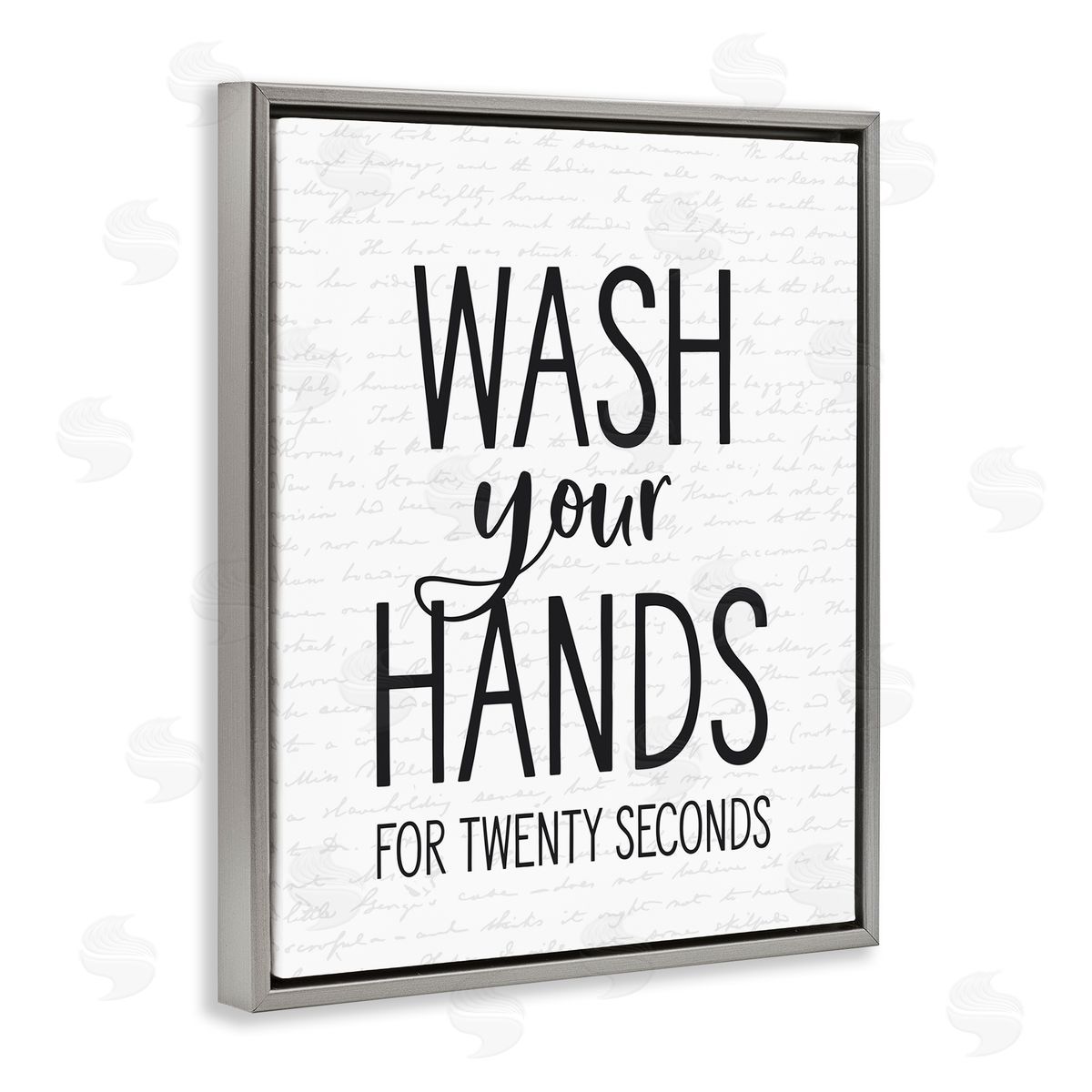 Wash Hands for Twenty Seconds Grey Floating Frame Canvas Wall Art, Home Decor by Lettered and Lined