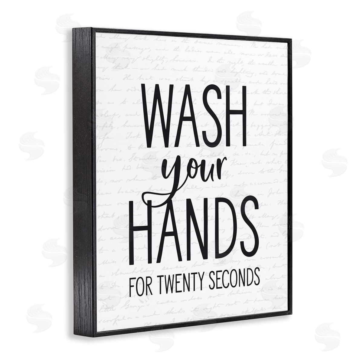 Wash Hands for Twenty Seconds Black Frame Print Wall Art, Home Decor by Lettered and Lined
