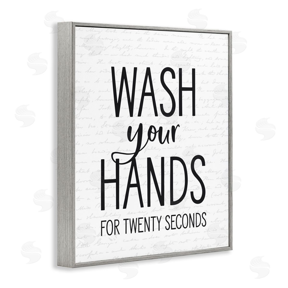 Wash Hands for Twenty Seconds Grey Frame Print Wall Art, Home Decor by Lettered and Lined
