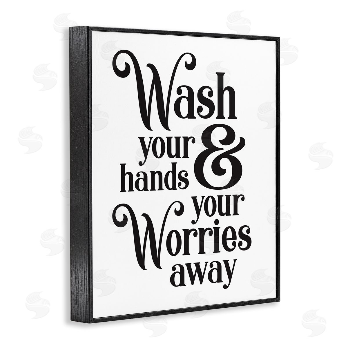 Wash Your Hands and Worries Black Frame Print Wall Art, Home Decor by Lettered and Lined