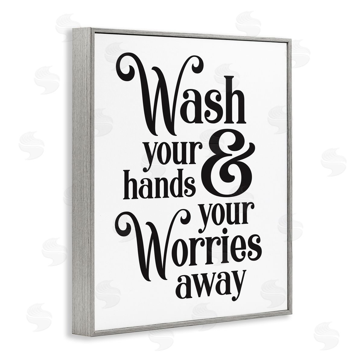 Wash Your Hands and Worries Grey Frame Print Wall Art, Home Decor by Lettered and Lined
