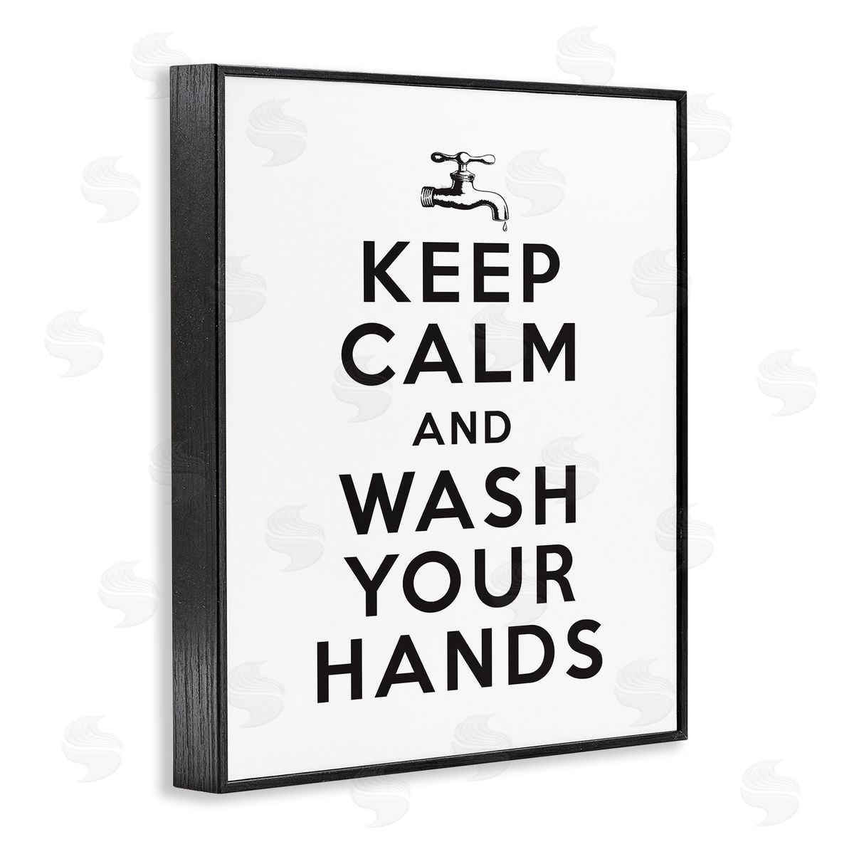 Keep Calm and Wash Hands Black Frame Print Wall Art, Home Decor by Lettered and Lined