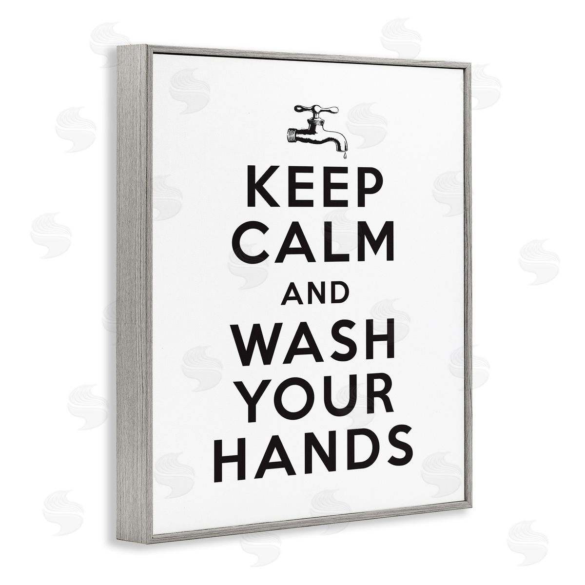 Keep Calm and Wash Hands Grey Frame Print Wall Art, Home Decor by Lettered and Lined