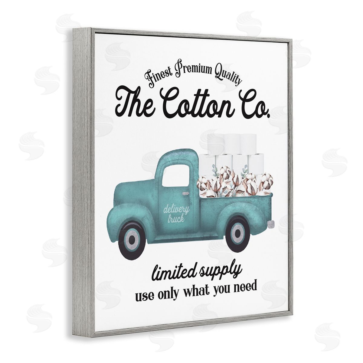 Toilet Paper Cotton Truck Grey Frame Print Wall Art, Home Decor by Lettered and Lined
