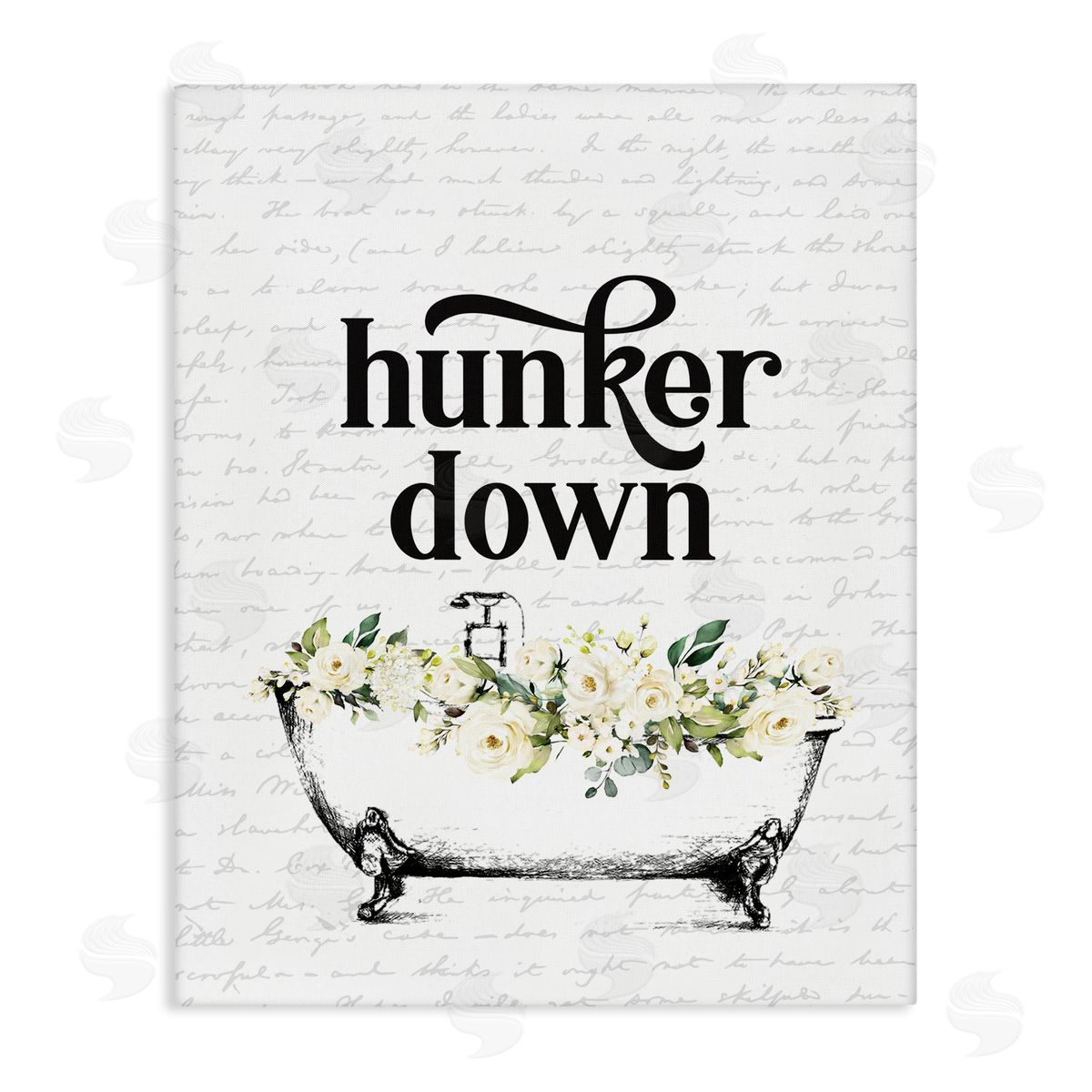 Hunker Down Floral Tub Canvas Wall Art, Home Decor by Lettered and Lined