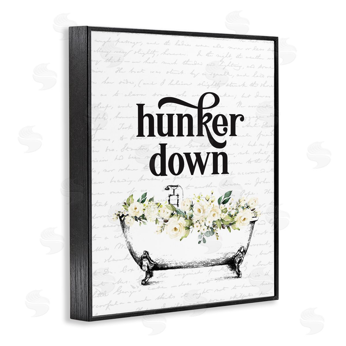Hunker Down Floral Tub Black Frame Print Wall Art, Home Decor by Lettered and Lined