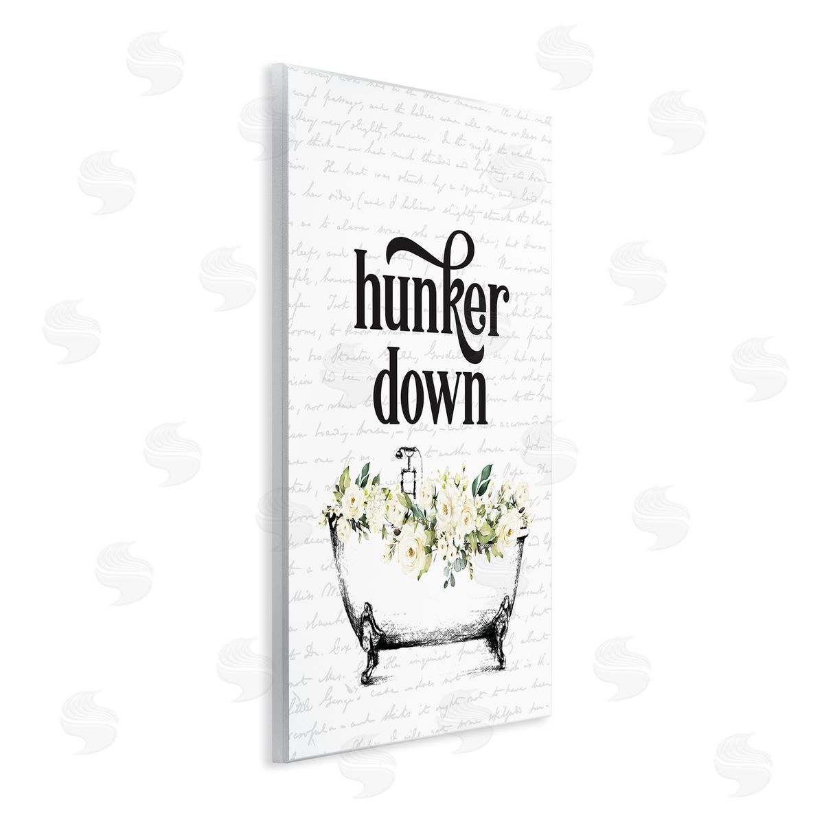 Hunker Down Floral Tub Wood Plaque Wall Art, Home Decor by Lettered and Lined