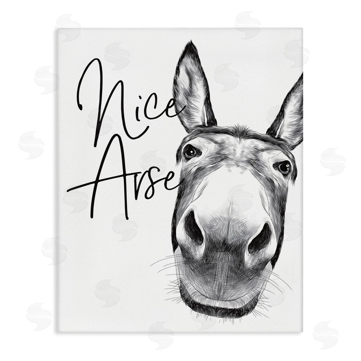Donkey Bathroom Humor Canvas Wall Art, Home Decor by Lettered and Lined