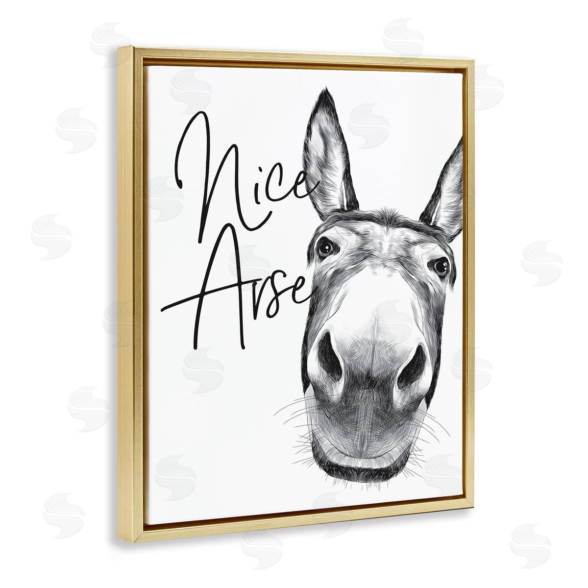 Donkey Bathroom Humor Gold Floating Frame Canvas Wall Art, Home Decor by Lettered and Lined