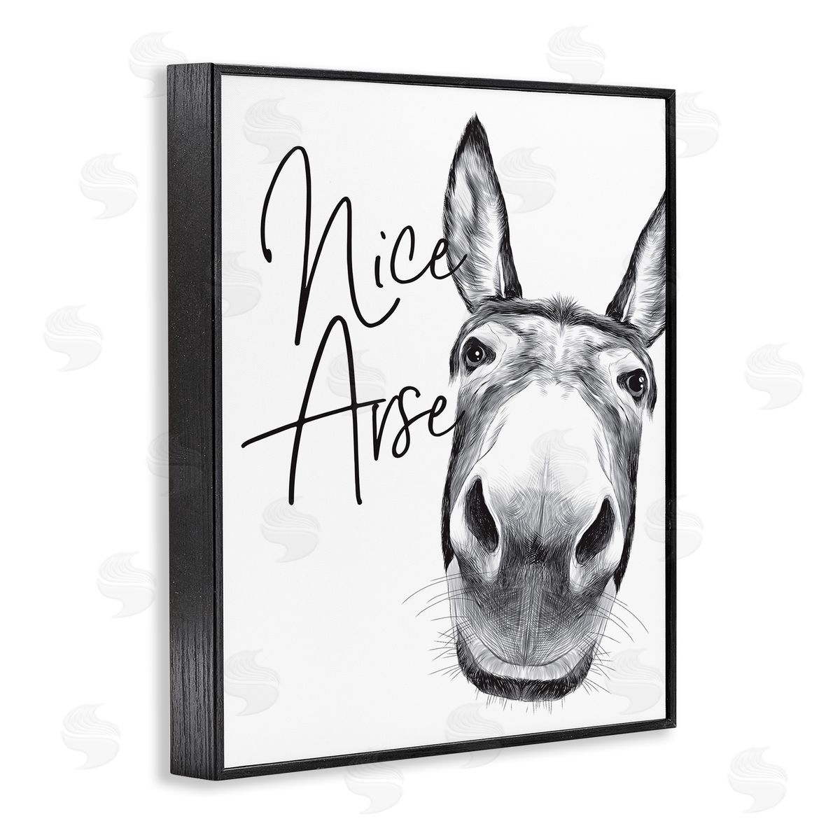 Donkey Bathroom Humor Black Frame Print Wall Art, Home Decor by Lettered and Lined