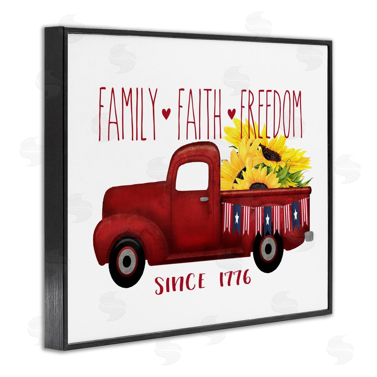 Family Faith Freedom Country Truck Black Frame Print Wall Art, Home Decor by Lettered and Lined