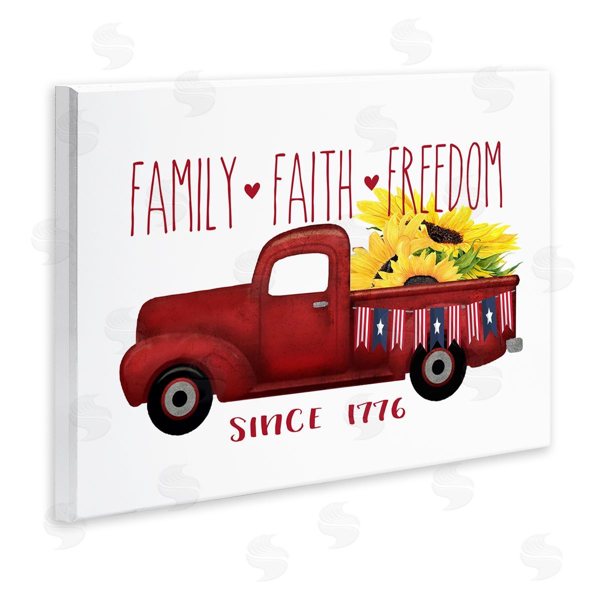 Family Faith Freedom Country Truck Wood Plaque Wall Art, Home Decor by Lettered and Lined