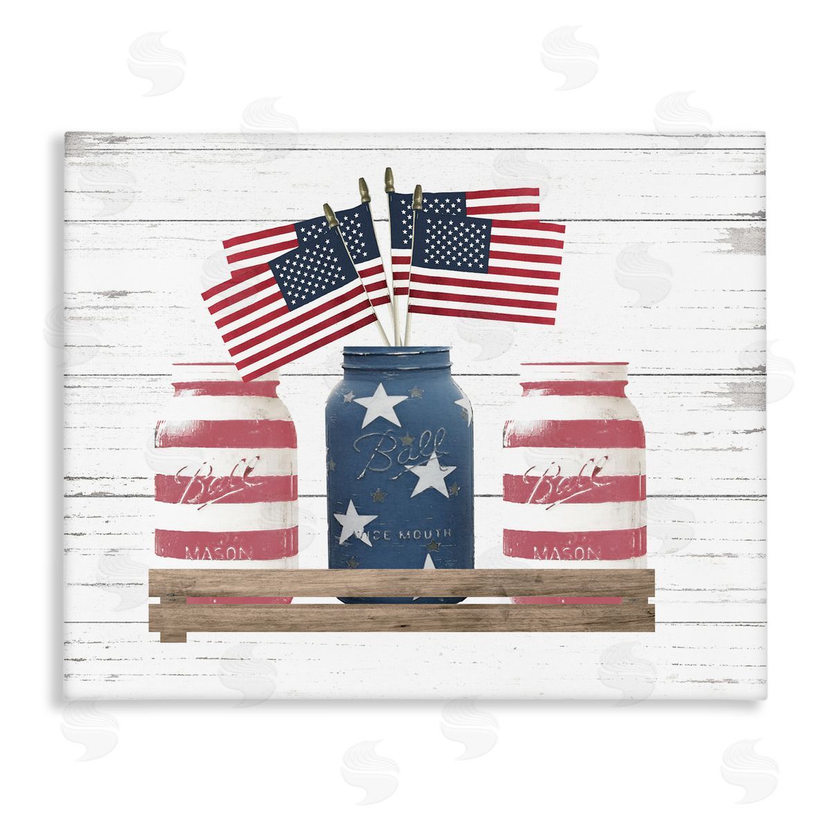 Rustic Patriotic Jars Americana Canvas Wall Art, Home Decor by Lettered and Lined