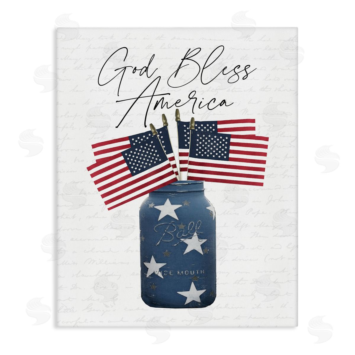 Patriotic Flag Jars Canvas Wall Art, Home Decor by Lettered and Lined