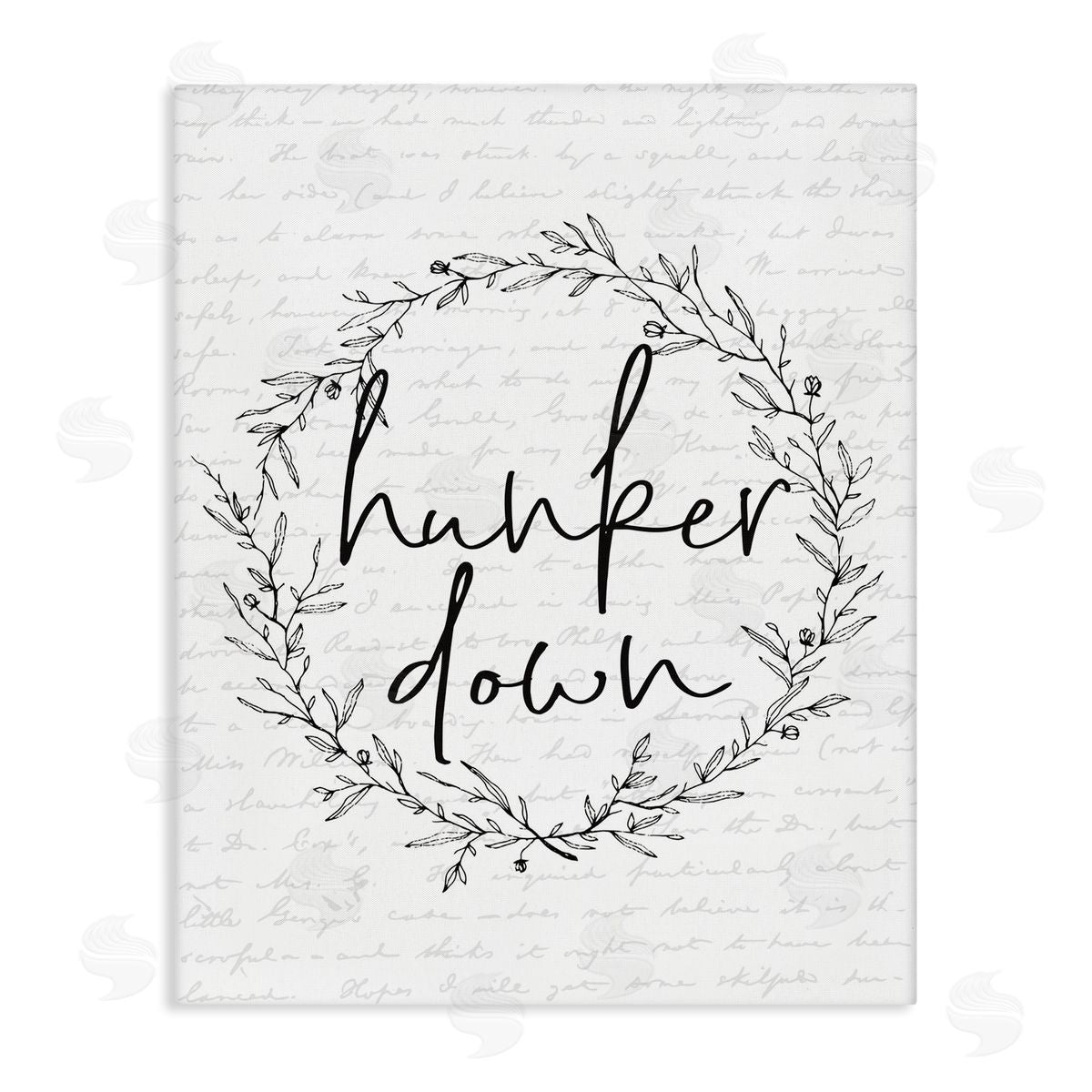Hunker Down Spring Wreath Canvas Wall Art, Home Decor by Lettered and Lined