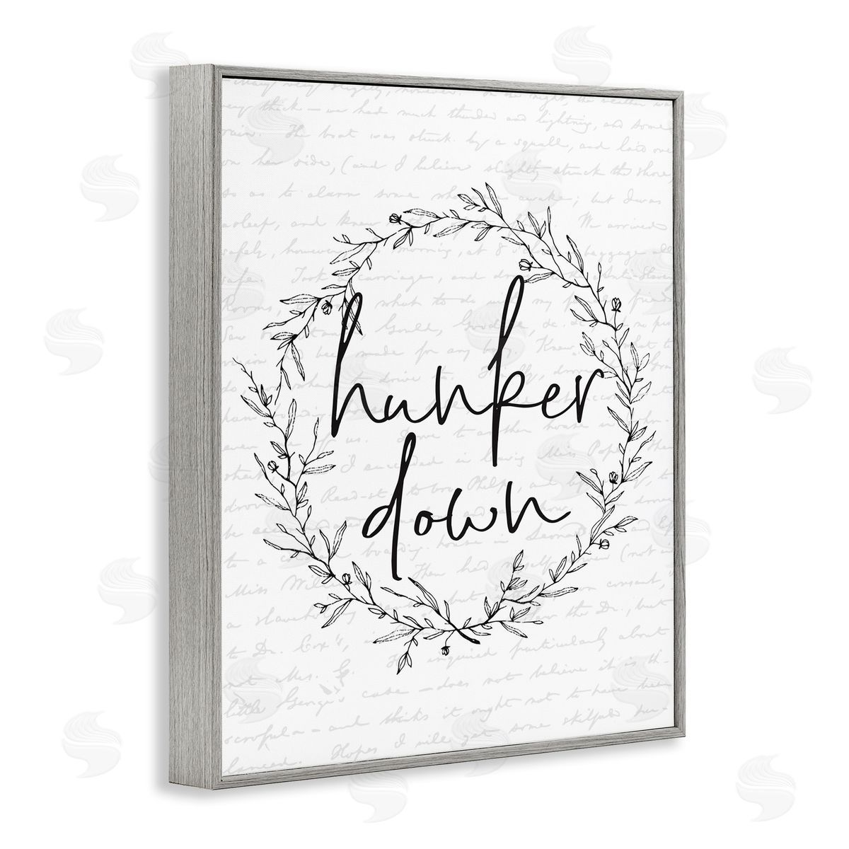 Hunker Down Spring Wreath Grey Frame Print Wall Art, Home Decor by Lettered and Lined